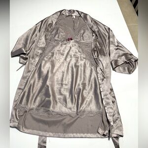 Silk robe and babydoll set